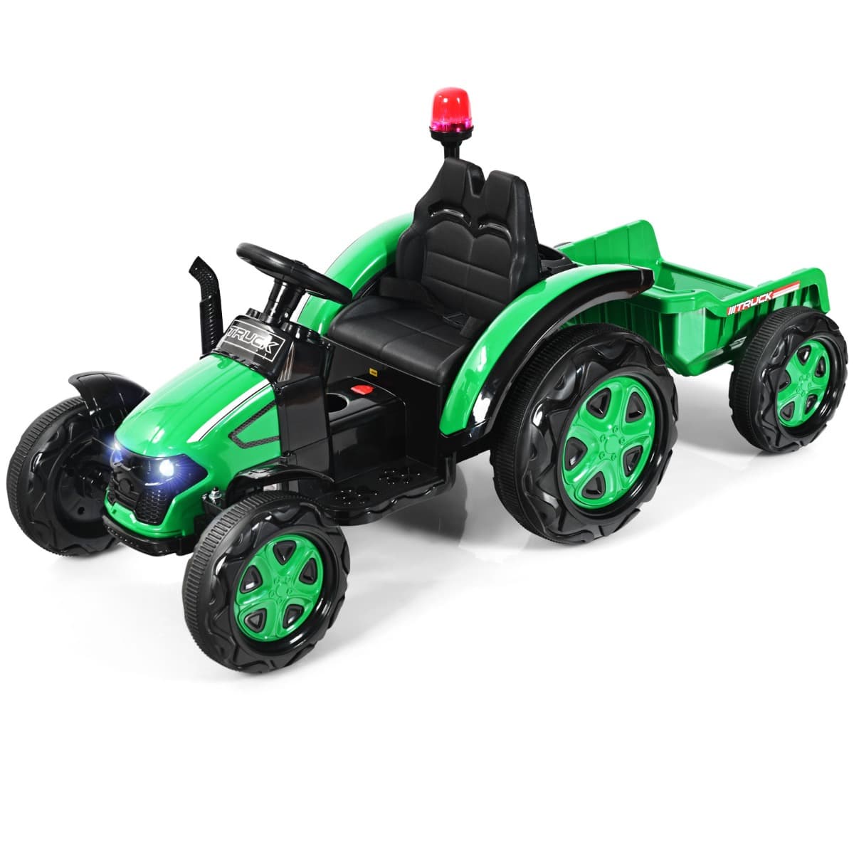 CostwayTracteur Electrique avec Télécommande 2.4G 12V 7AH Vitesse : 3-8 km/h MP3 Port USB pour Enfants de 3 à 8 Ans Vert
