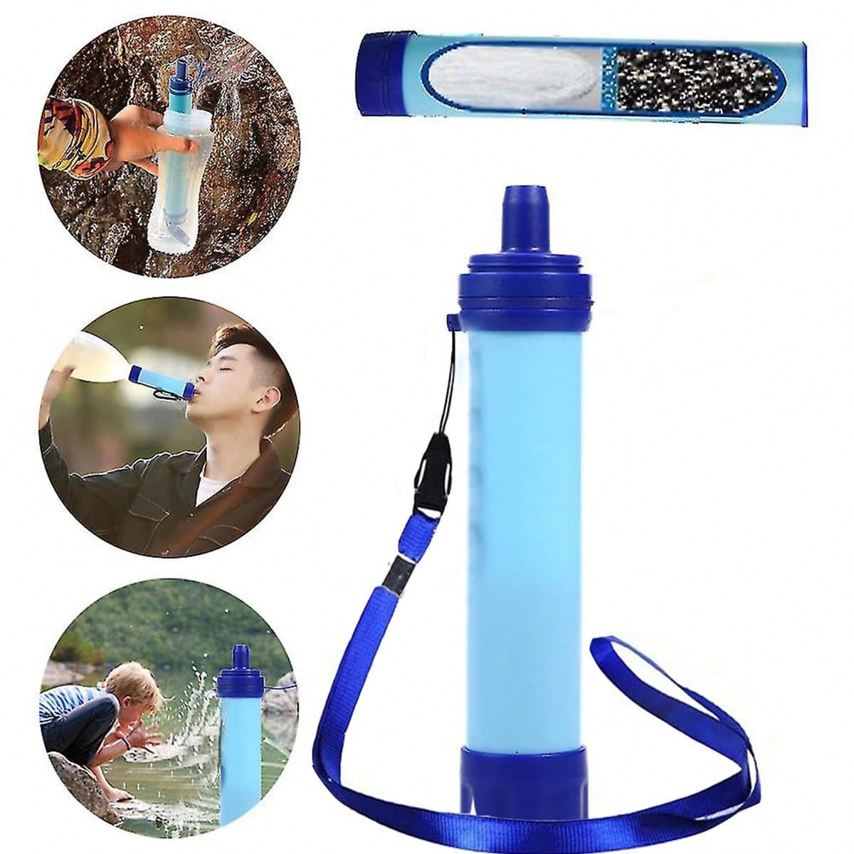 1 pièce Purificateur de filtre à eau en paille pour l'extérieur : accessoires de survie d'urgence et de camping pour une eau propre en déplacement