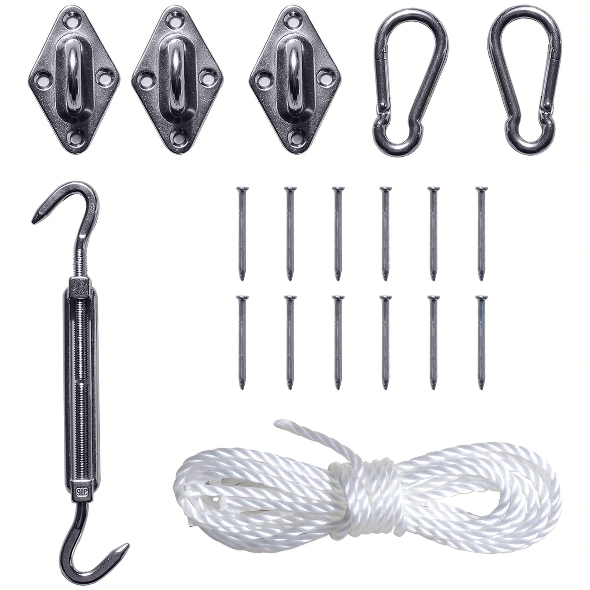 HOMCOM Kit de Montage Accessoires de Fixation en INOX pour Voile d'ombrage
